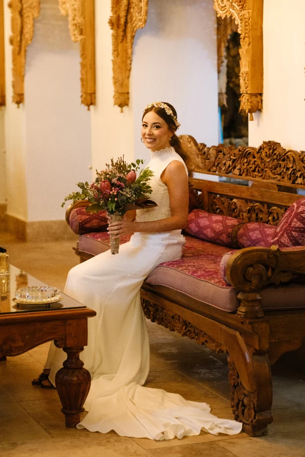 La novia lista antes de salir.